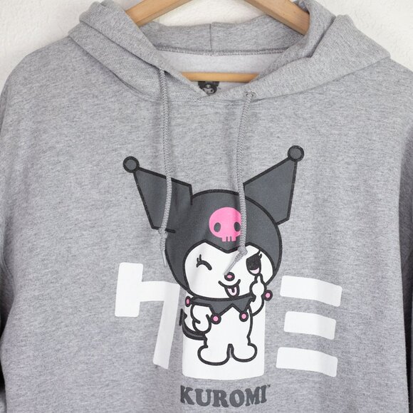 Kuromi Wink Hoodie Gray Fleece Sweatshirt Adult Large - Picture 3 of 5